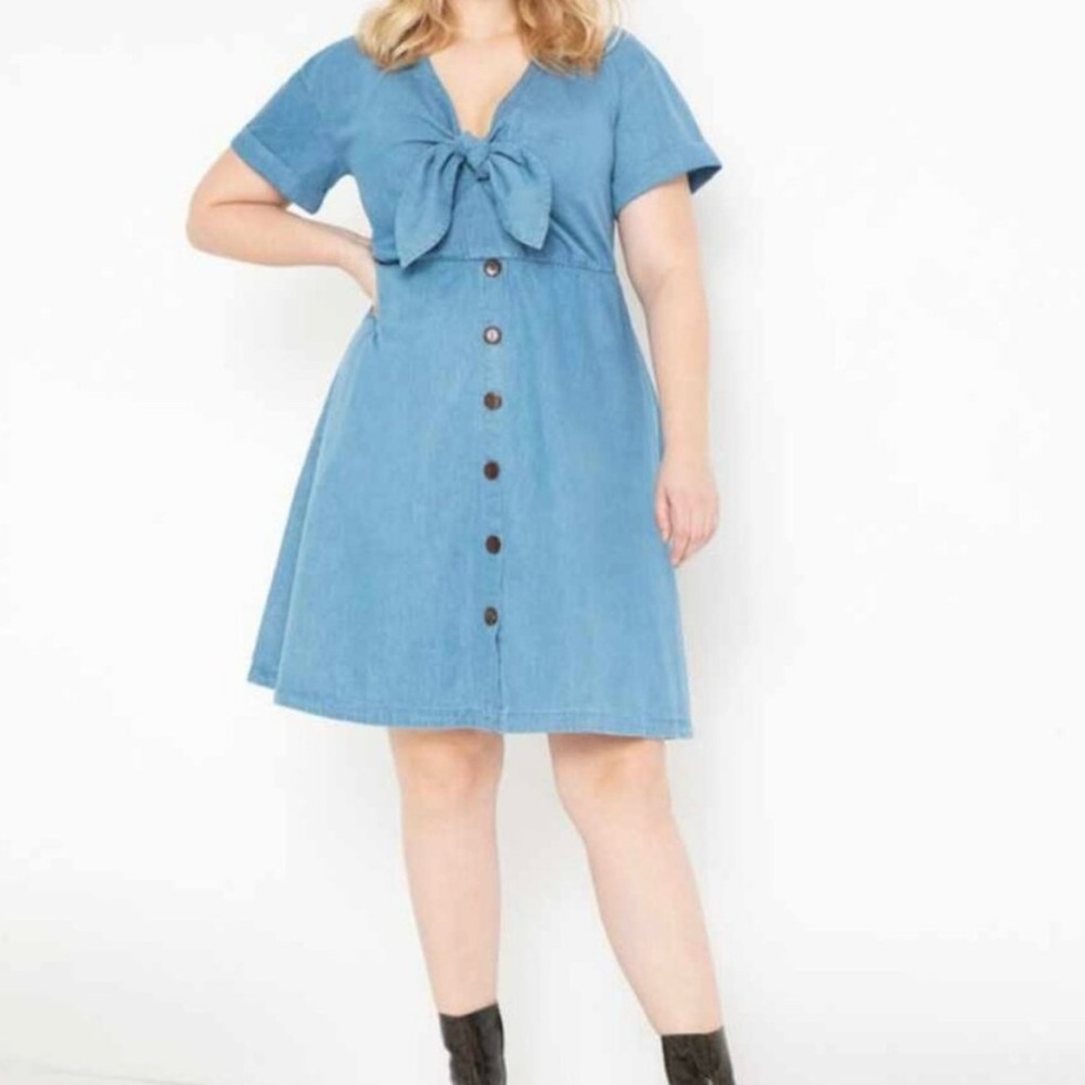 Eloquii Chambray Blue Denim Plus Size 16 Dress New